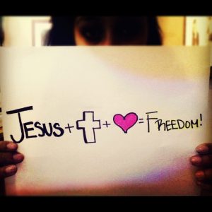 Jesus + cross + heart = Freedom