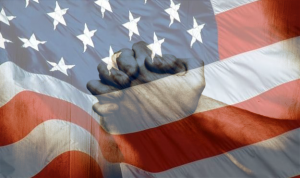 American Flag with praying hands